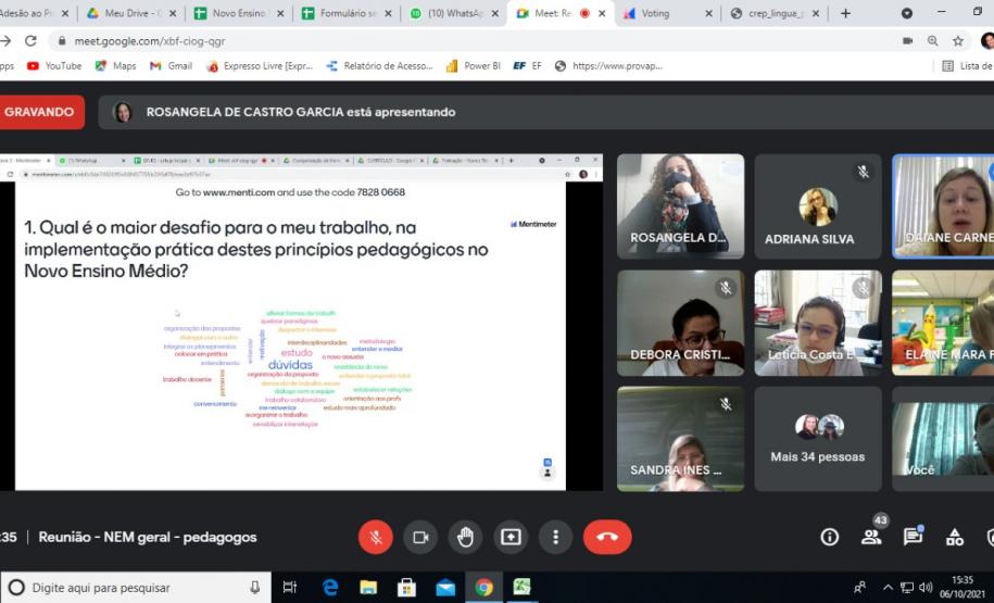 Reunião sobre o NEM - equipe Pedagógica